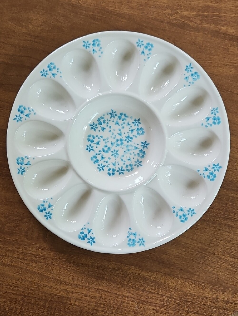 FARVAL Deviled Egg Plate, Hand-painted Ceramic, Portugal